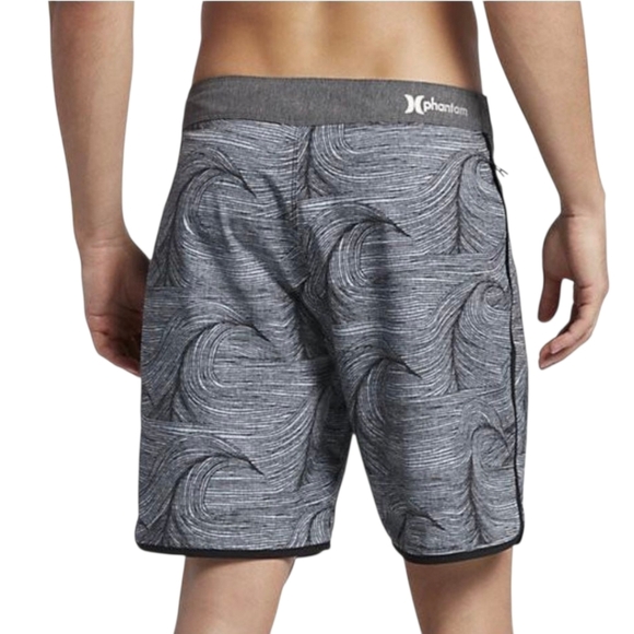 Hurley Men’s Board Shorts Size 31 Gray Black Swim Trunks Surf Beachwear - Picture 2 of 10